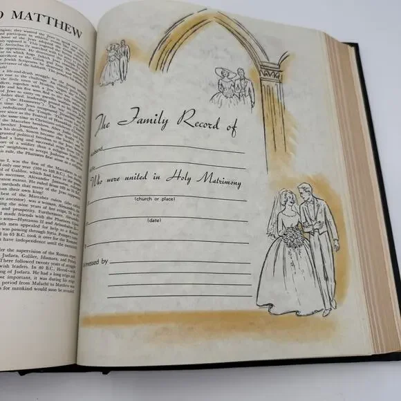 Vintage 1962 Family Bible from Southwestern Company Black 3196 & Bookmarks
